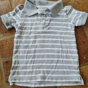 🔴5/$10 Carter's Light Gray and White Striped Polo